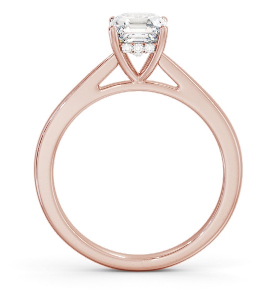 Asscher Diamond Engagement Ring with Diamond Set Rail 18K Rose Gold Solitaire ENAS23_RG_THUMB1