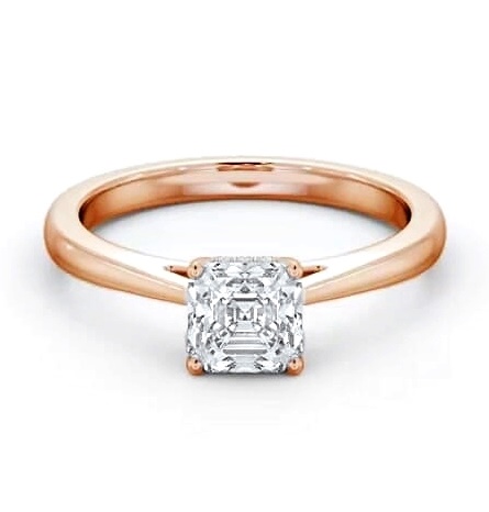 Asscher Ring with Diamond Set Rail 9K Rose Gold Solitaire ENAS23_RG_THUMB2 