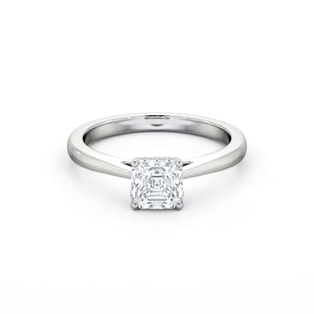 Asscher Diamond Engagement Ring Palladium Solitaire - Tanvi ENAS23_WG_HAND