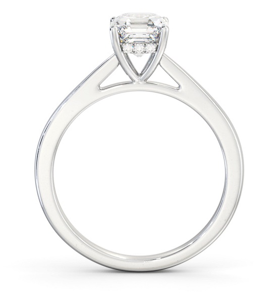 Asscher Ring with Diamond Set Rail Platinum Solitaire ENAS23_WG_THUMB1 