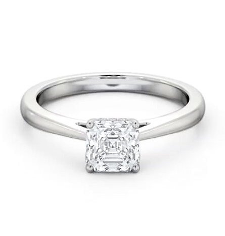 Asscher Ring with Diamond Set Rail Platinum Solitaire ENAS23_WG_THUMB2 