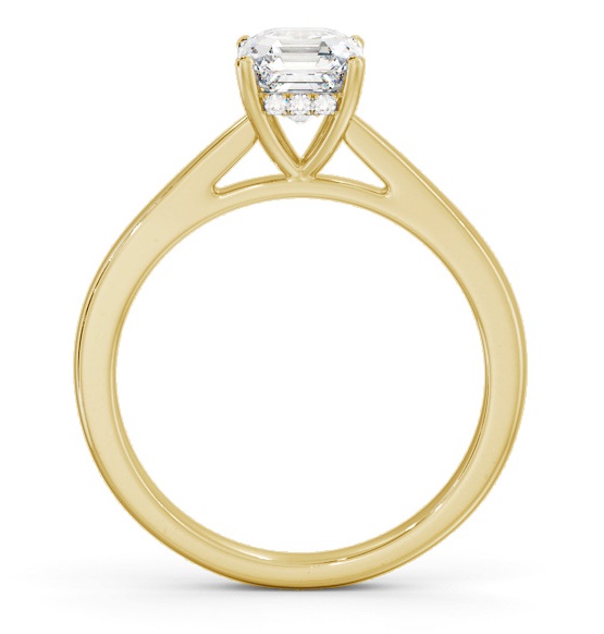 Asscher Diamond Engagement Ring with Diamond Set Rail 9K Yellow Gold Solitaire ENAS23_YG_THUMB1