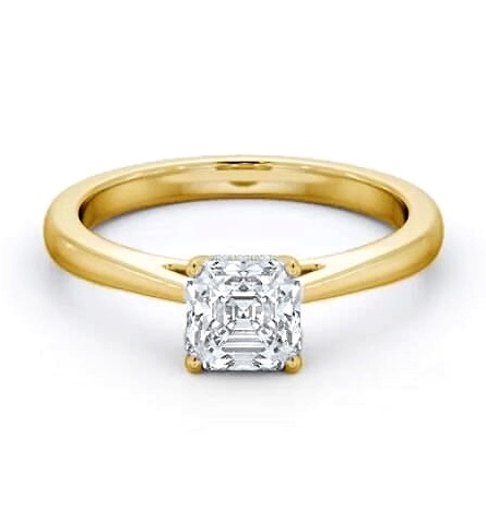 Asscher Ring with Diamond Set Rail 18K Yellow Gold Solitaire ENAS23_YG_THUMB1