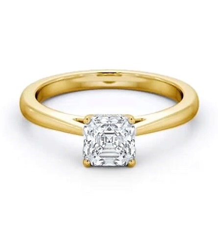 Asscher Ring with Diamond Set Rail 18K Yellow Gold Solitaire ENAS23_YG_THUMB2 