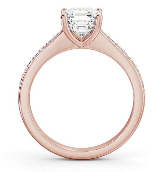 Asscher Diamond Low Setting Engagement Ring 9K Rose Gold Solitaire ENAS23S_RG_THUMB1 