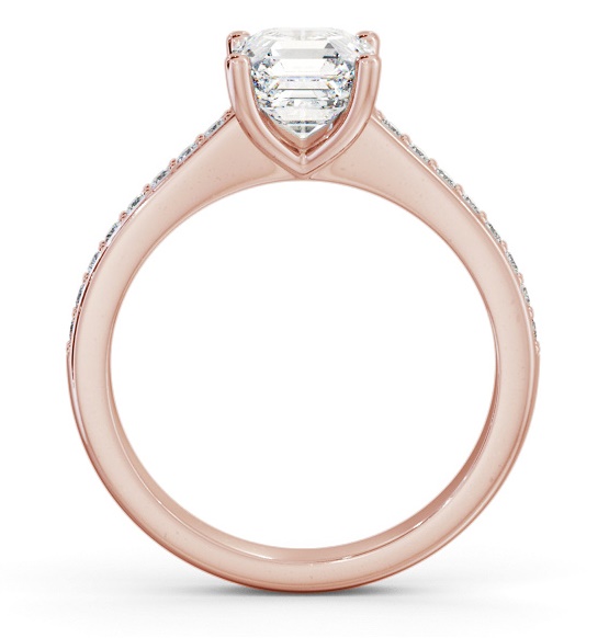 Asscher Diamond Low Setting Engagement Ring 18K Rose Gold Solitaire ENAS23S_RG_THUMB1 