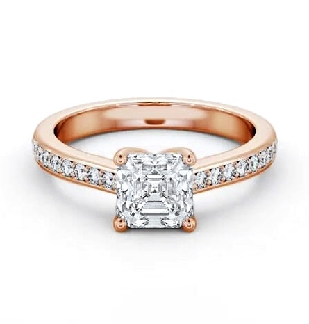 Asscher Diamond Low Setting Engagement Ring 9K Rose Gold Solitaire ENAS23S_RG_THUMB1