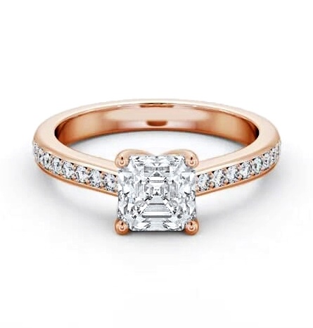 Asscher Diamond Low Setting Engagement Ring 18K Rose Gold Solitaire ENAS23S_RG_THUMB2 