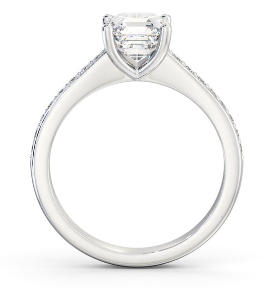 Asscher Diamond Low Setting Engagement Ring 18K White Gold Solitaire ENAS23S_WG_THUMB1 