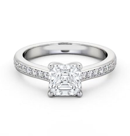 Asscher Diamond Low Setting Engagement Ring 18K White Gold Solitaire ENAS23S_WG_THUMB1