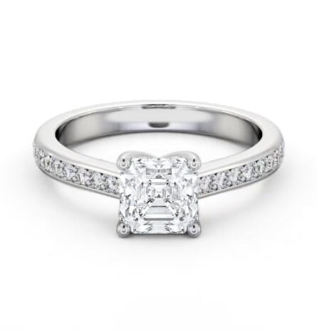 Asscher Diamond Low Setting Engagement Ring 9K White Gold Solitaire ENAS23S_WG_THUMB2 