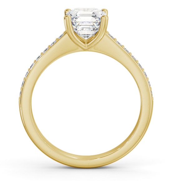 Asscher Diamond Low Setting Engagement Ring 18K Yellow Gold Solitaire ENAS23S_YG_THUMB1 