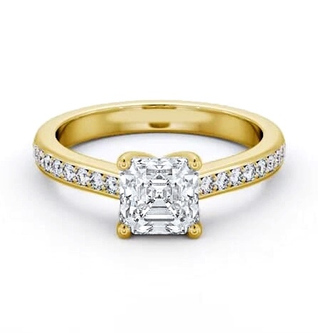 Asscher Diamond Low Setting Engagement Ring 18K Yellow Gold Solitaire ENAS23S_YG_THUMB1
