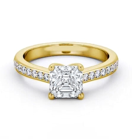 Asscher Diamond Low Setting Engagement Ring 18K Yellow Gold Solitaire ENAS23S_YG_THUMB2 