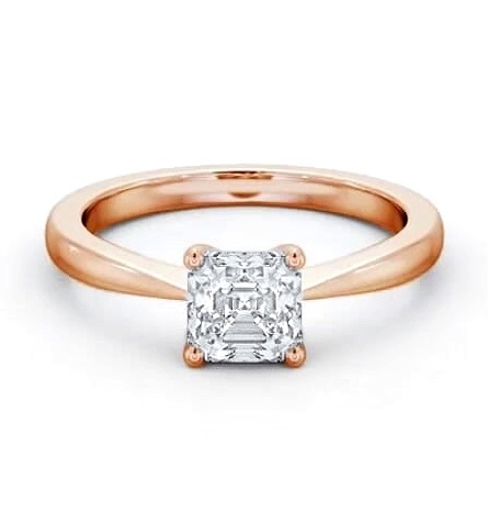 Asscher Diamond Low Setting Engagement Ring 18K Rose Gold Solitaire ENAS24_RG_THUMB1