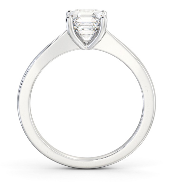 Asscher Diamond Low Setting Engagement Ring Platinum Solitaire ENAS24_WG_THUMB1 