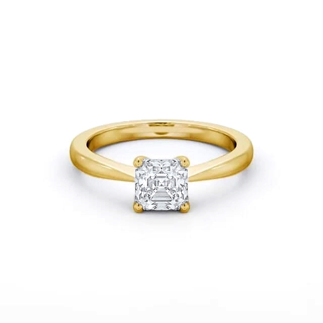 Asscher Diamond Engagement Ring 18K Yellow Gold Solitaire - Ariela ENAS24_YG_HAND