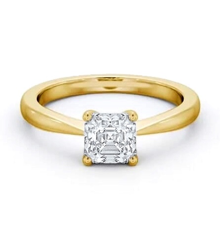 Asscher Diamond Low Setting Engagement Ring 9K Yellow Gold Solitaire ENAS24_YG_THUMB1