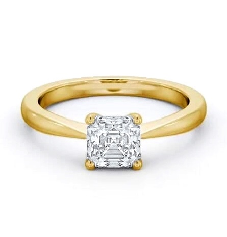 Asscher Diamond Low Setting Engagement Ring 18K Yellow Gold Solitaire ENAS24_YG_THUMB2 