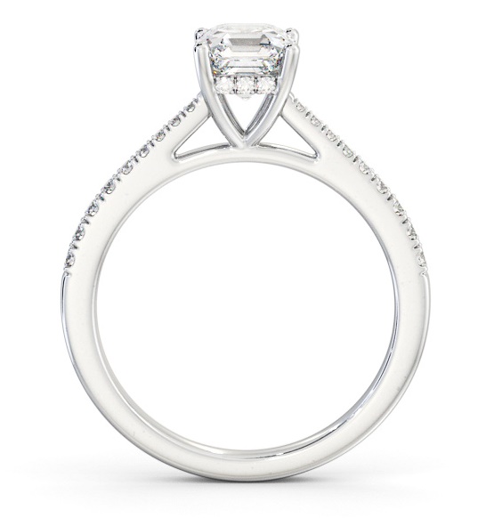 Asscher Ring 9K White Gold Solitaire and Diamond Set Rail ENAS24S_WG_THUMB1 