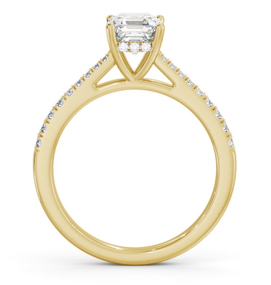 Asscher Ring 9K Yellow Gold Solitaire and Diamond Set Rail ENAS24S_YG_THUMB1 
