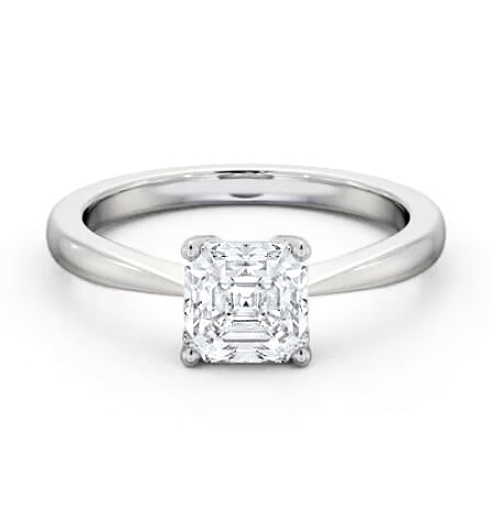 Asscher Diamond Box Style Setting Ring 18K White Gold Solitaire ENAS25_WG_THUMB1