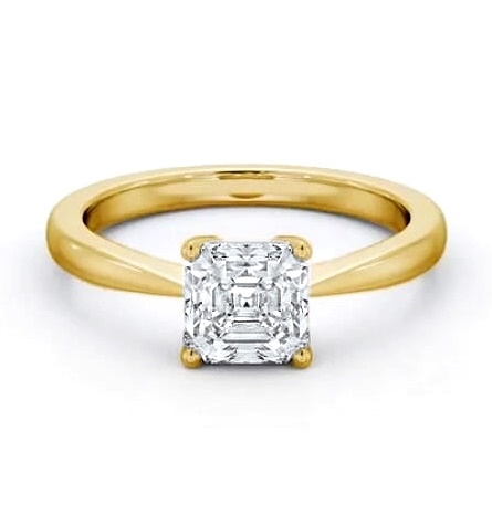 Asscher Diamond Box Style Setting Ring 18K Yellow Gold Solitaire ENAS25_YG_THUMB1