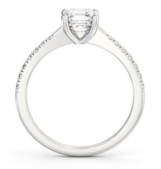 Asscher Diamond Tapered Band Engagement Ring 18K White Gold Solitaire ENAS25S_WG_THUMB1 