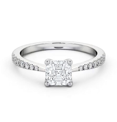 Asscher Diamond Tapered Band Engagement Ring 18K White Gold Solitaire ENAS25S_WG_THUMB1