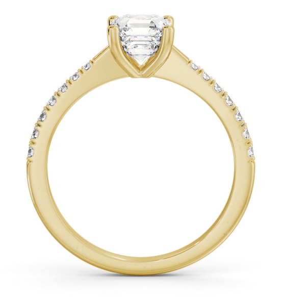 Asscher Diamond Tapered Band Engagement Ring 18K Yellow Gold Solitaire ENAS25S_YG_THUMB1 