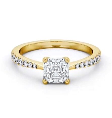 Asscher Diamond Tapered Band Engagement Ring 18K Yellow Gold Solitaire ENAS25S_YG_THUMB1