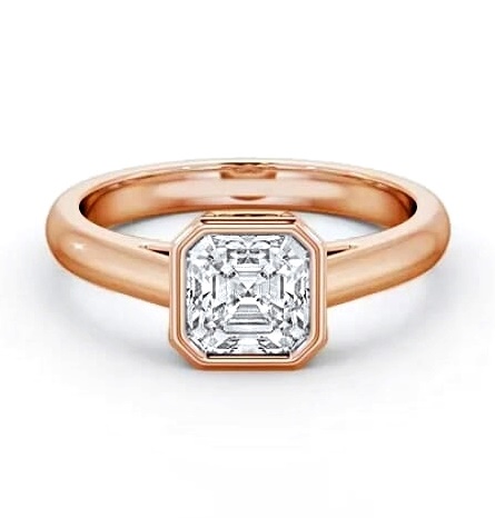 Asscher Diamond Bezel Setting Engagement Ring 9K Rose Gold Solitaire ENAS26_RG_THUMB1