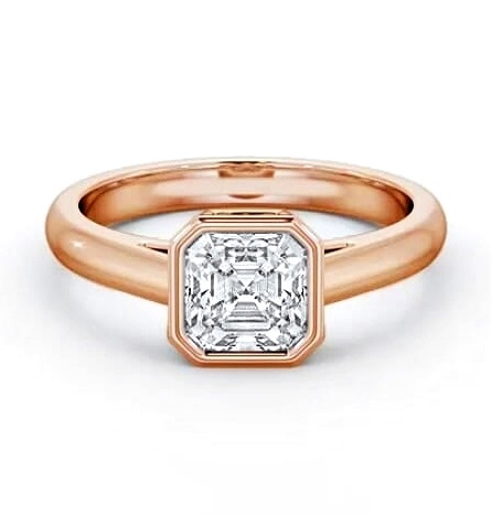 Asscher Diamond Bezel Setting Engagement Ring 18K Rose Gold Solitaire ENAS26_RG_THUMB2 