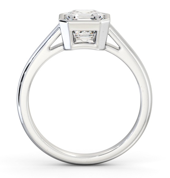 Asscher Diamond Bezel Setting Engagement Ring Platinum Solitaire ENAS26_WG_THUMB1