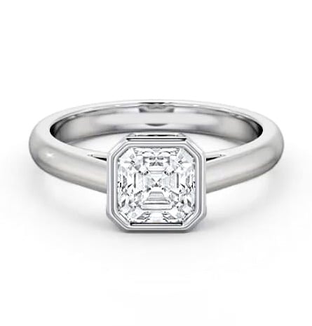 Asscher Diamond Bezel Setting Engagement Ring 9K White Gold Solitaire ENAS26_WG_THUMB1