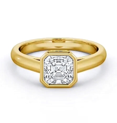 Asscher Diamond Bezel Setting Ring 18K Yellow Gold Solitaire ENAS26_YG_THUMB2 