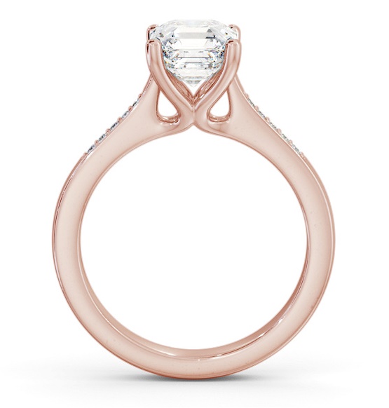 Asscher Diamond Elevated Setting Ring 9K Rose Gold Solitaire ENAS26S_RG_THUMB1 