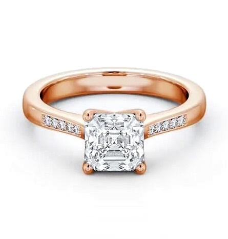 Asscher Diamond Elevated Setting Ring 9K Rose Gold Solitaire ENAS26S_RG_THUMB1