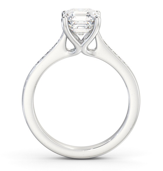 Asscher Diamond Elevated Setting Engagement Ring Platinum Solitaire ENAS26S_WG_THUMB1 