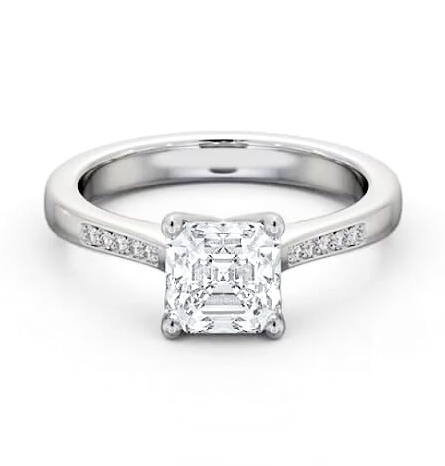 Asscher Diamond Elevated Setting Engagement Ring Platinum Solitaire ENAS26S_WG_THUMB2 