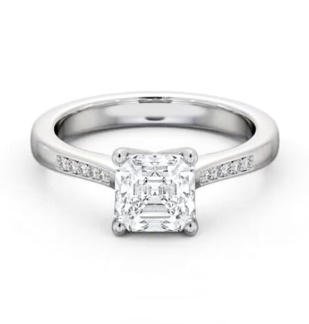 Asscher Diamond Elevated Setting Ring 18K White Gold Solitaire ENAS26S_WG_THUMB1