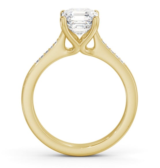 Asscher Diamond Elevated Setting Ring 9K Yellow Gold Solitaire ENAS26S_YG_THUMB1 