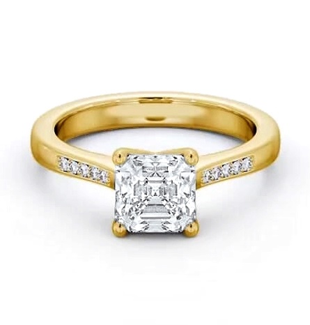 Asscher Diamond Elevated Setting Ring 18K Yellow Gold Solitaire ENAS26S_YG_THUMB1