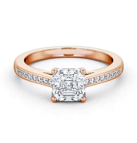Asscher Diamond Box Style Setting Ring 18K Rose Gold Solitaire ENAS27S_RG_THUMB2 