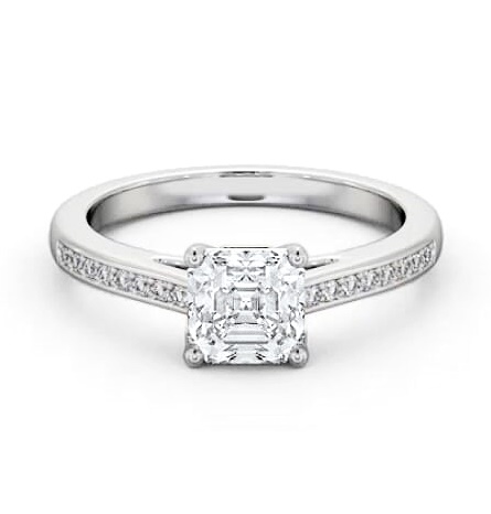 Asscher Diamond Box Style Setting Ring 18K White Gold Solitaire ENAS27S_WG_THUMB2 
