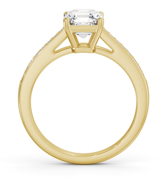 Asscher Diamond Box Style Setting Ring 18K Yellow Gold Solitaire ENAS27S_YG_THUMB1 
