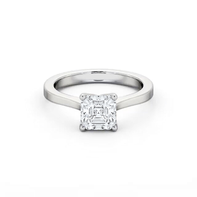 Asscher Diamond Engagement Ring Palladium Solitaire - Louisa ENAS28_WG_HAND