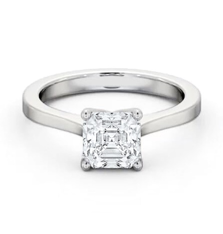 Asscher Diamond Elevated Setting Engagement Ring Platinum Solitaire ENAS28_WG_THUMB2 