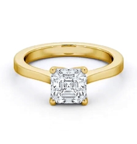 Asscher Diamond Elevated Setting Ring 18K Yellow Gold Solitaire ENAS28_YG_THUMB1
