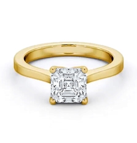 Asscher Diamond Elevated Setting Ring 18K Yellow Gold Solitaire ENAS28_YG_THUMB2 